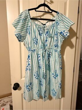 GiGio Blue Floral Stripe Dress Size S (2-4)